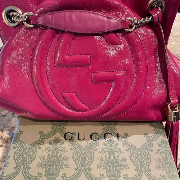 Gucci Soho medium size/Gucci Soho Medium Black Double Leather Chain Shoulder Bag - Picture 12 of 16